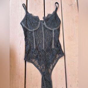 Misguided Black Corset Lace Bodysuit